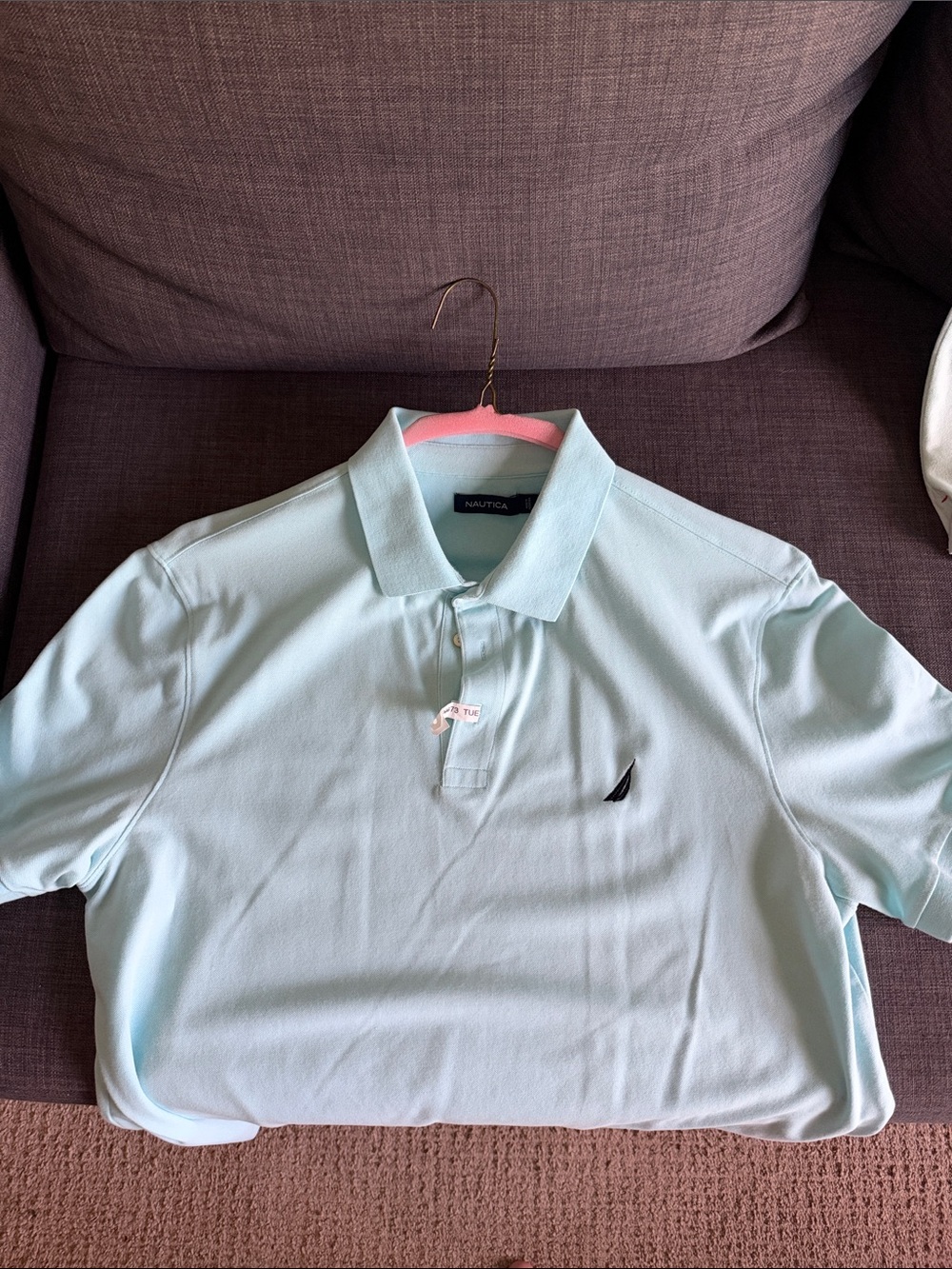 Nautica Men’s Light Blue Polo with Embroidered Sail Logo
